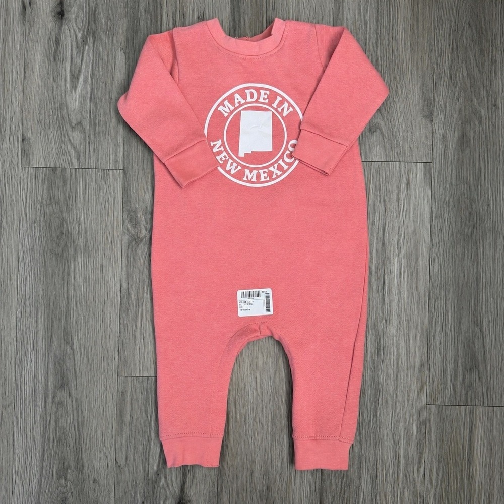 Made in New Mexico Romper Sweatsuit by Rabbit Skins Size 18M Salmon Pink - Picture 12 of 12